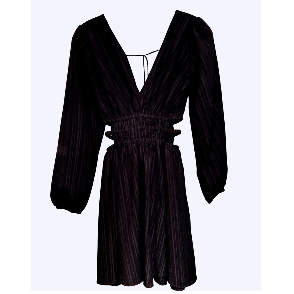 Hint of Blush Gothic Black‎ Cut Out Smocked Waist Mini Dark Academia Dress S